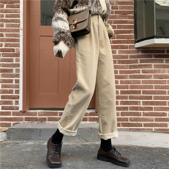 Kord-Hose im Anzug-Stil, weit geschnitten