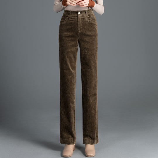 Gerade geschnittene Cordhose mit hohem Bund