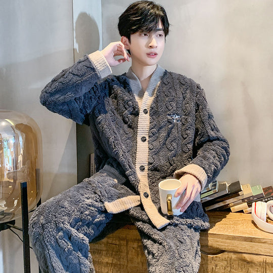Herren-Pyjama-Set, Flanell, warm und atmungsaktiv