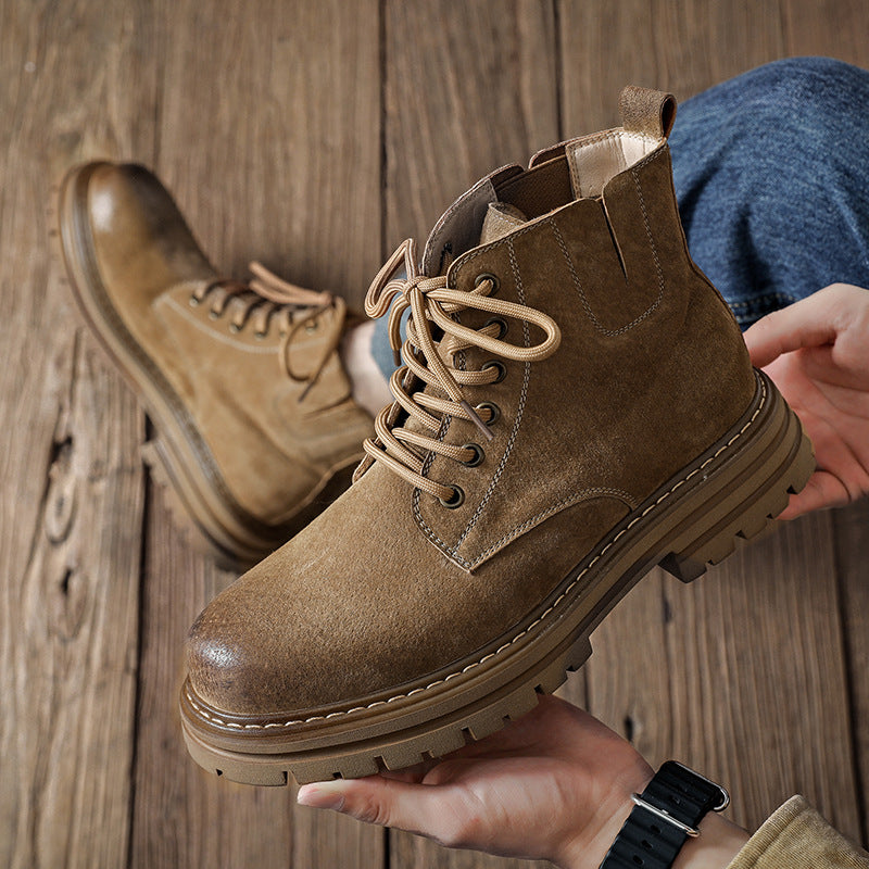 Herren-Chelsea-Boots, mittelhoher Schaft, Schweinsleder