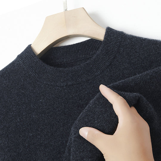 Herren-Kaschmirpullover, Rundhals, einfarbig