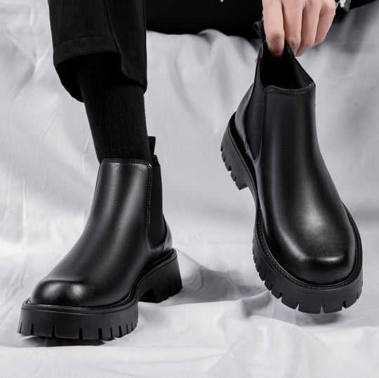 Warme Herren-Chelsea-Boots aus Leder