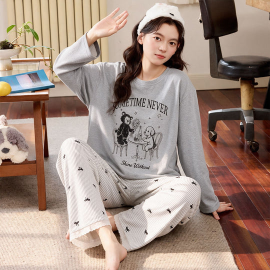 Damen-Pyjama-Set aus Baumwolle mit Brustpolstern
