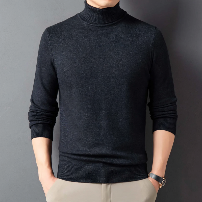 Herren-Rollkragenpullover, figurbetont, gestrickt