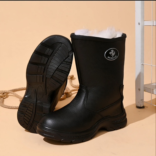 Gefütterte Herren-Winterstiefel aus Leder, hoch