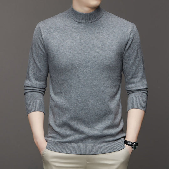 Herren-Strickpullover, Stehkragen, schmale Passform