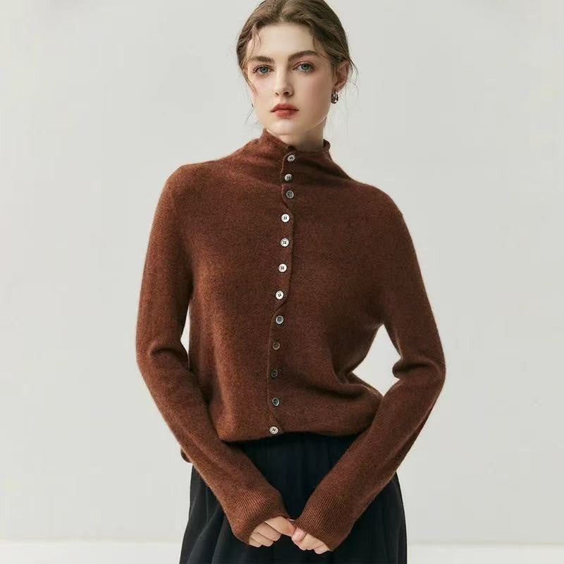 Damen-Strickjacke mit Rollkragen, beidseitig tragbar