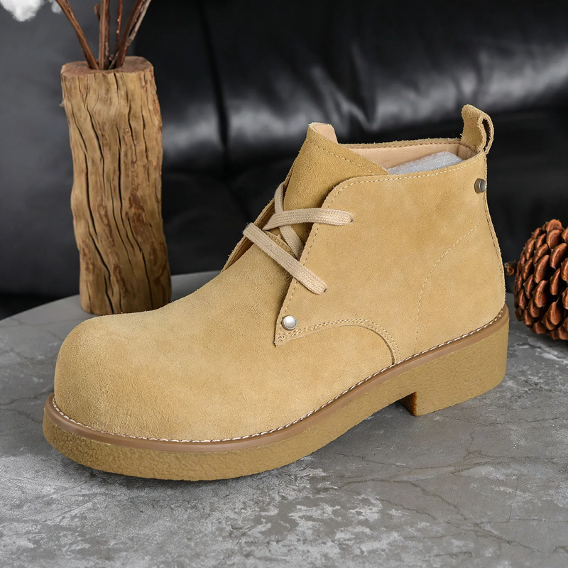 Herren-Derbyschuhe, Wildleder, Plateau, Schnürstiefel