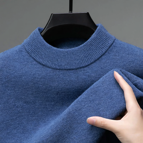 Herren-Wollpullover, Stehkragen, locker geschnitten