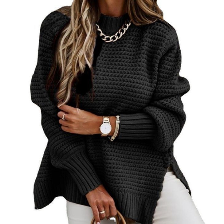 Lockerer Damen-Strickpullover mit Zopfmuster