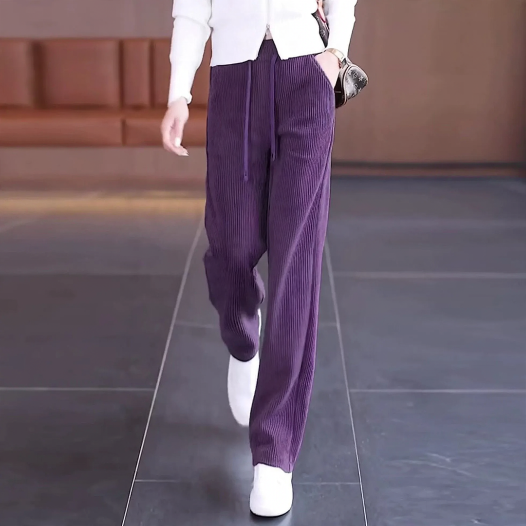 Gefütterte Kord-Hose, gerade Passform, elegant