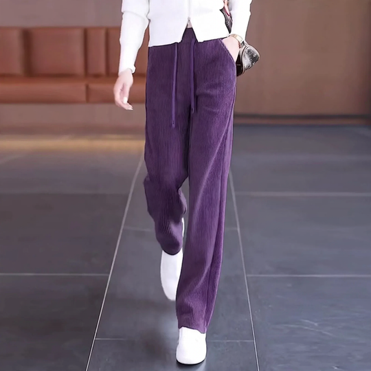 Gefütterte Kord-Hose, gerade Passform, elegant