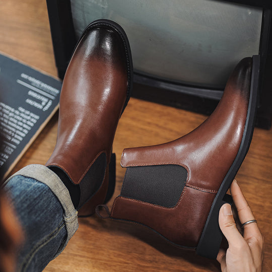 Herren-Chelsea-Stiefel, Vintage-Stil, Blockabsatz