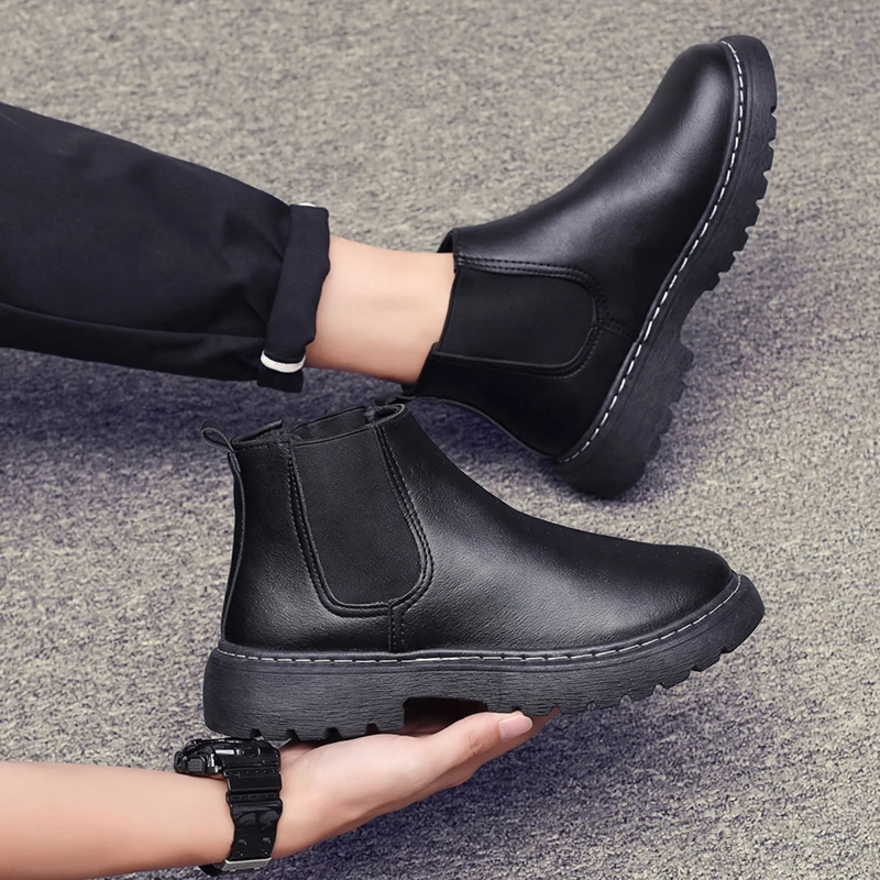 Herren-Chelsea-Martinsstiefel, gefüttert, Plateau