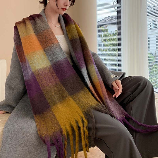 Karierter Schal in Mohair-Optik, wärmend