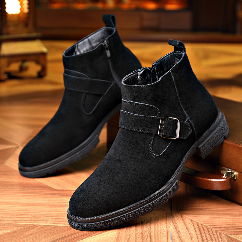 Herren-Chelsea-Stiefel, Echtleder, gefüttert