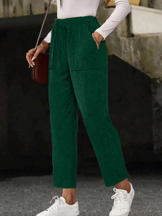 Damen-Cordhose, gerade geschnitten, mit Taschen