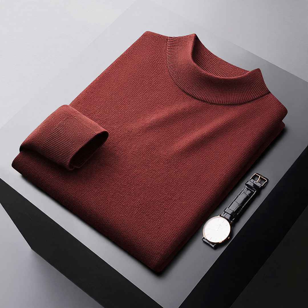 Herren-Wollpullover, Stehkragen, gefüttert