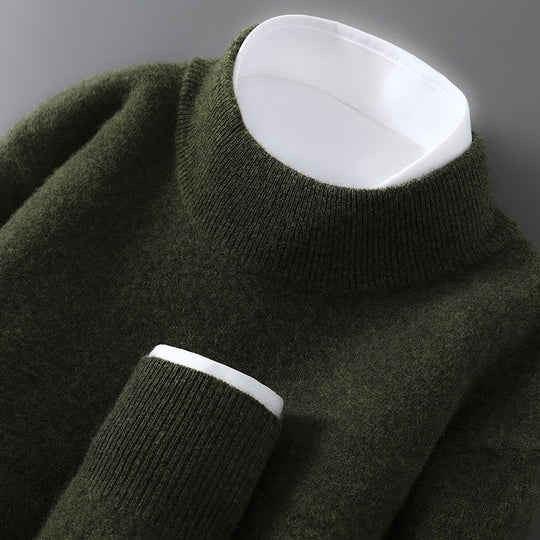 Herren-Wollpullover mit Stehkragen, 100% Wolle