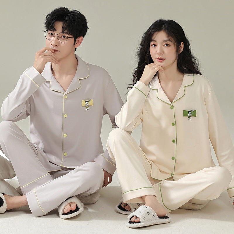 Paar-Pyjama-Set, langärmelig, schlichtes Design
