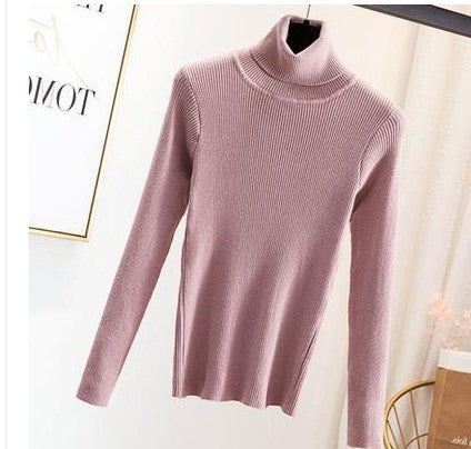 Damen-Rollkragenpullover, schmal geschnitten, einfarbig