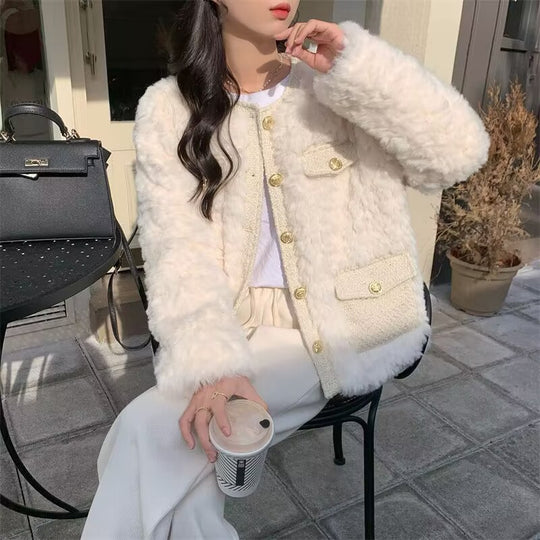 Gefütterte Teddyfleece-Jacke im klassischen Stil