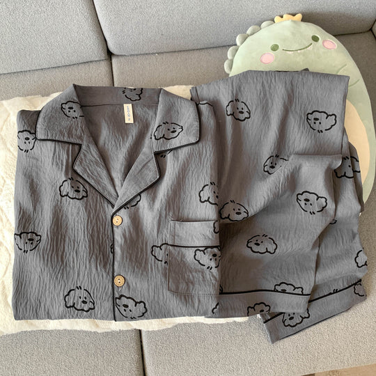 Herren-Pyjama-Set, Baumwoll-Musselin, Langarm, kariert