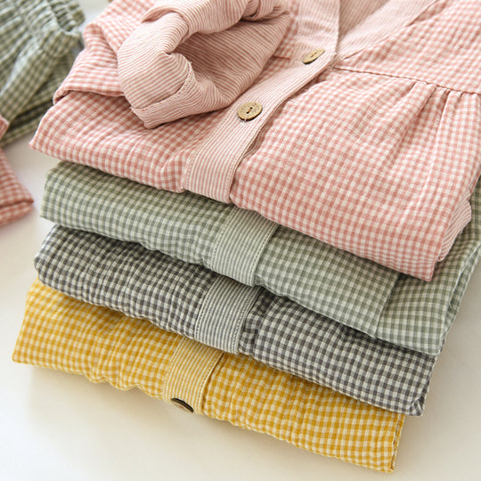 Damen-Pyjama-Set aus Baumwoll-Doppelgaze im Karomuster