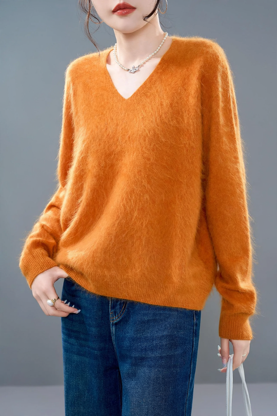 Damen-Kaschmirpullover, aufgeraut