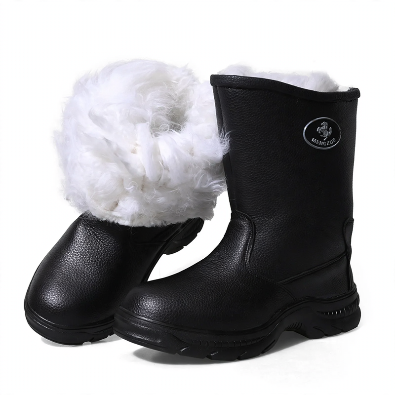 Gefütterte Herren-Winterstiefel aus Leder, hoch