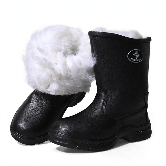 Gefütterte Herren-Winterstiefel aus Leder, hoch