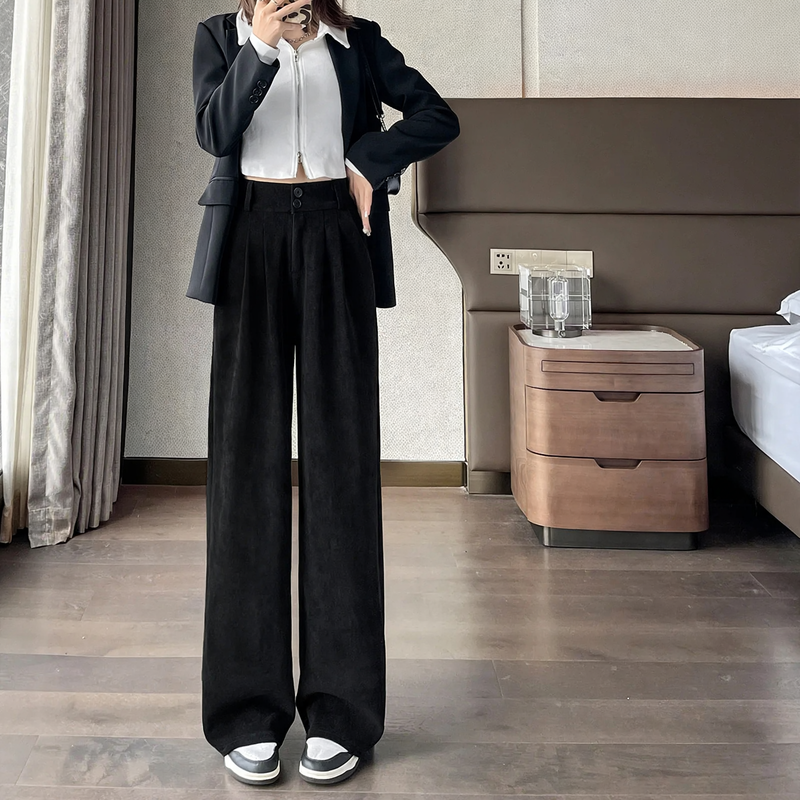 Damen-Cordhose, gerade geschnitten, gefüttert, für Frühling/Herbst