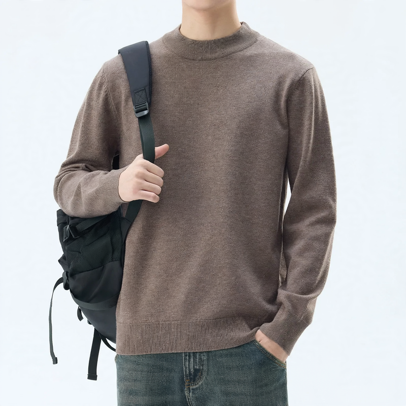 Herren-Wollmischpullover mit Rundhals