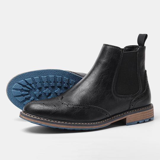 Herren Chelsea-Stiefel, Brogue-Design, atmungsaktiv