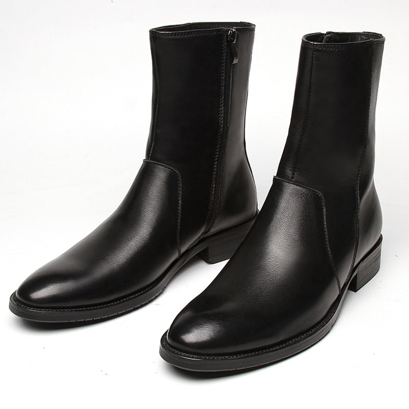 Herren-Lederstiefeletten, klassische Chelsea-Boots