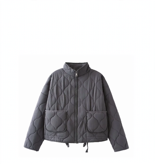 Damen-Steppjacke mit Stehkragen und Bindegürtel