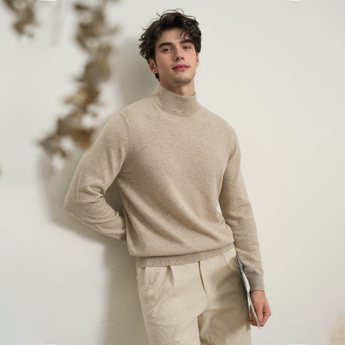 Herren-Strickpullover, Stehkragen, körperbetont