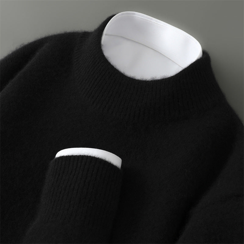 Herren-Wollpullover mit Stehkragen