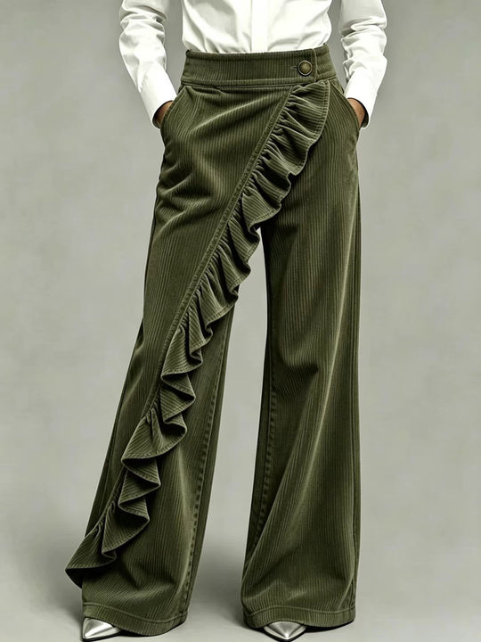 Damen-Cordhose mit Schlag und hohem Bund