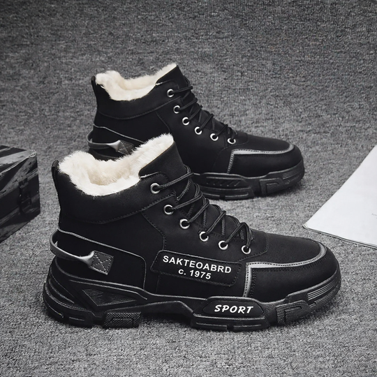 Gefütterte Herren-Winterstiefel, High-Top, PU-Obermaterial