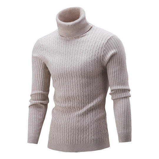 Herren-Strickpullover mit Rollkragen und Zopfmuster