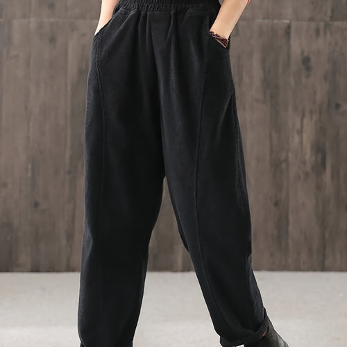 Damen-Cordhose, hoch geschnitten, lockere Passform