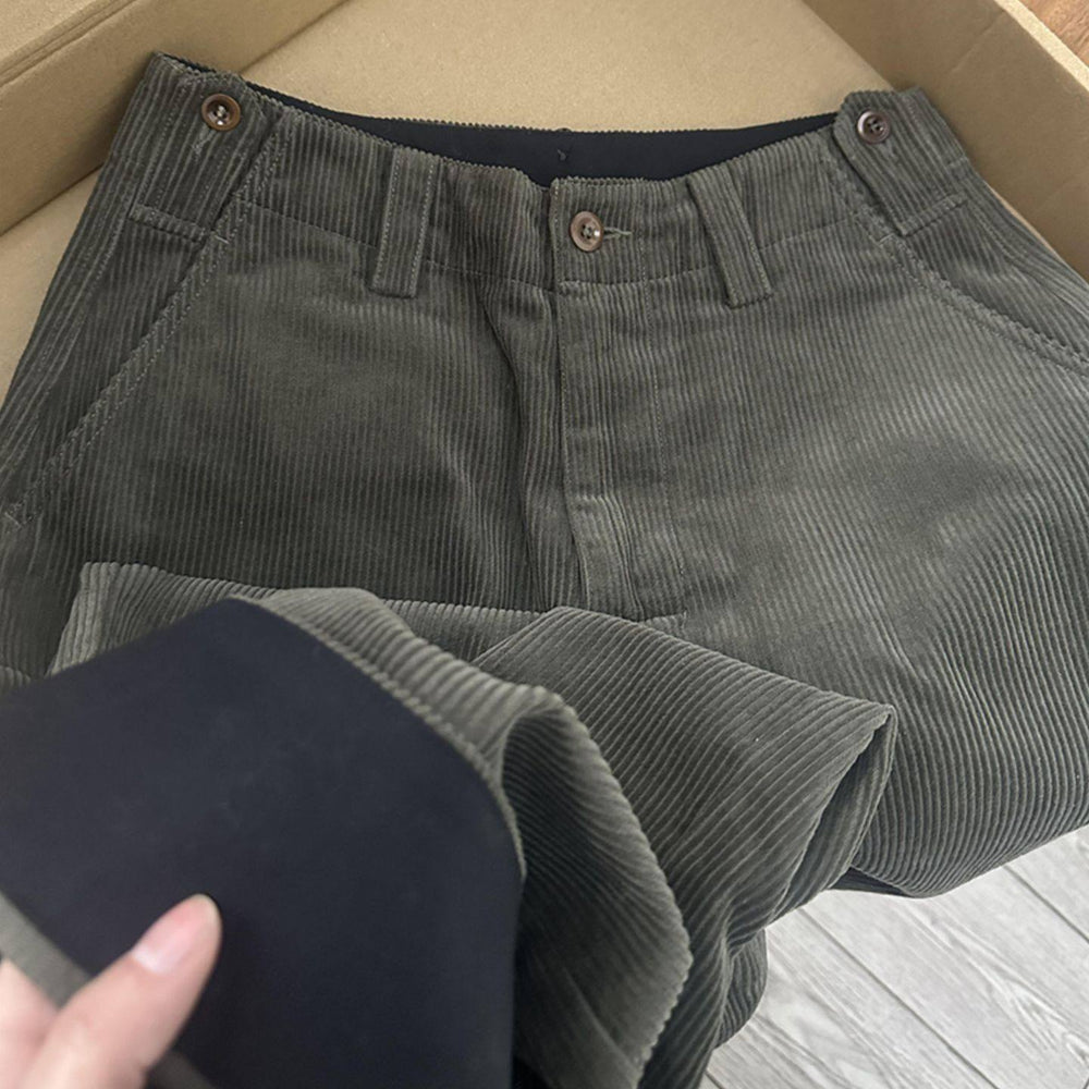 Lockere Cord-Freizeithose mit hohem Bund