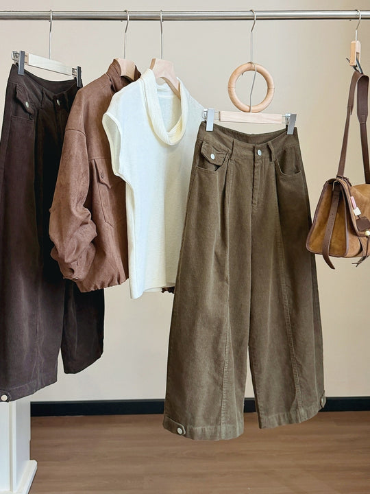 Damen-Cordhose, 7/8-Länge, weites Bein