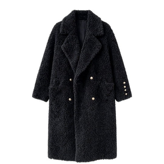 Lammfleece-Mantel, lang, Damen