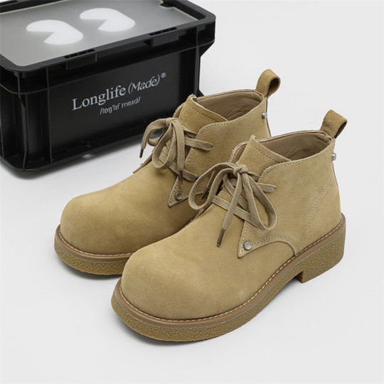 Herren-Derbyschuhe, Wildleder, Plateau, Schnürstiefel