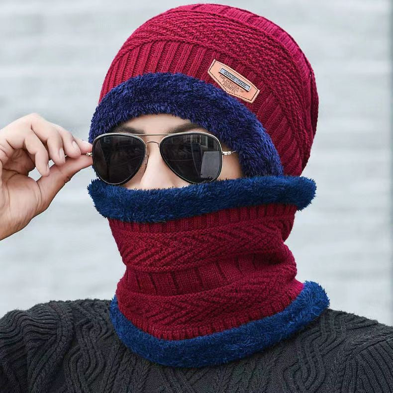 Gefüttertes Strickmützen- und Schal-Set, Winter