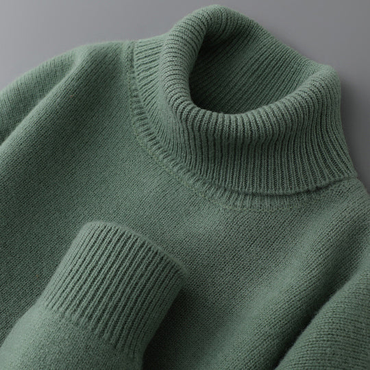 Herren-Pullover mit Stehkragen aus 100% Wolle