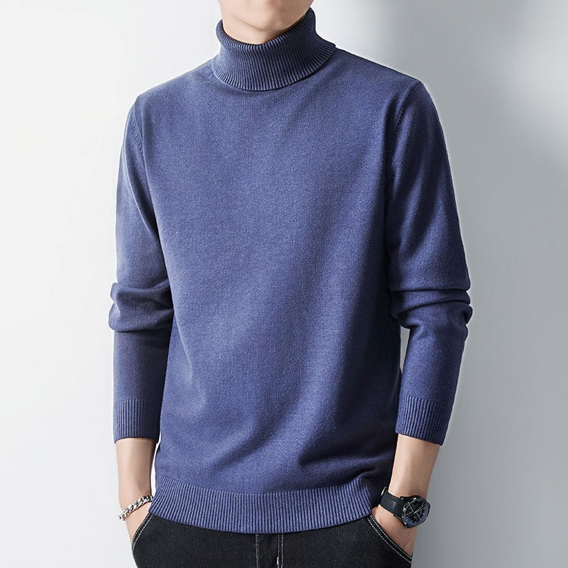 Herren-Strickpullover mit hohem Kragen, körperbetont