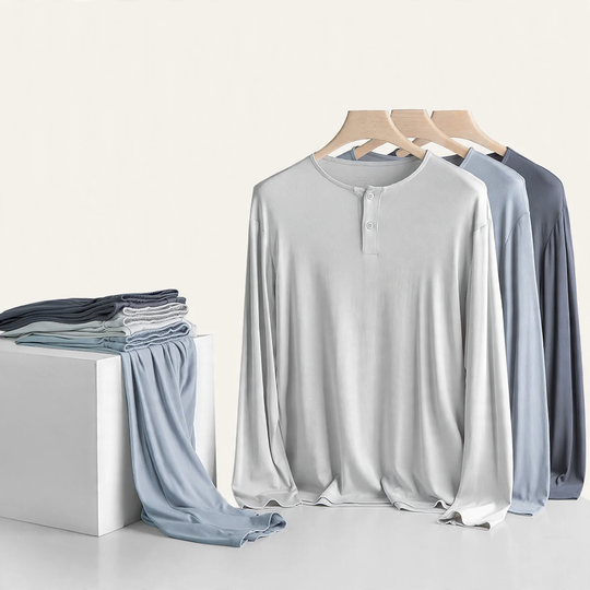 Herren-Pyjama-Set, Modal, langärmelig, für Frühling und Sommer